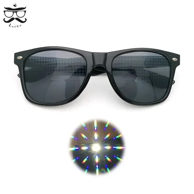 Fun Sunglasses Fireworks Glasses Diffraction Heart Special Effects Optical Mirror Dance Party Light Show Sunglasses