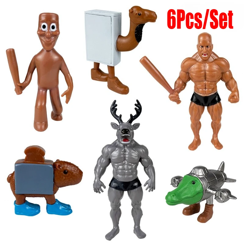 

6Pcs tungtungtung sahur Tralalero Tralala Brainrot Anime Action Figures Sahur Ornaments FigurePVC Toy Model Kids Gift