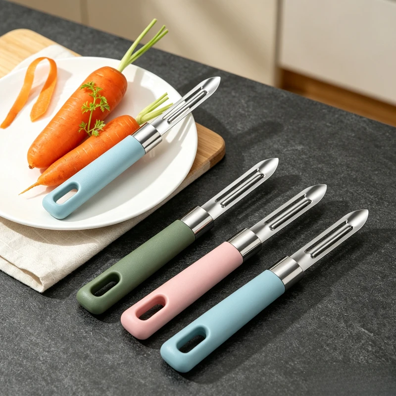 Stainless Steel Vegetable Fruit Peeler Non-slip Grip Peeling Knife Hanging Kitchen Tool for Potato Apple Pear Skin Removal