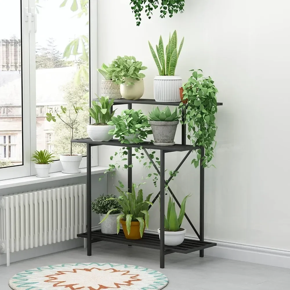 

plant stand indoor, 3 Tier Sturdy Plants Stand Space , L35.43 XW17.32 X H39.37 Inch, plant stand indoor