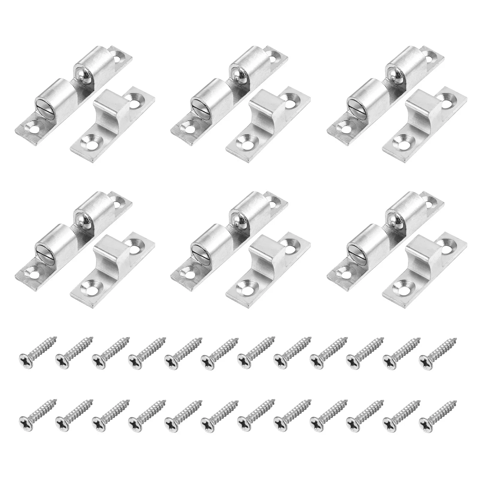 6Pcs Sturdy Brass Door Latch Ball Catch Tension Roller for Closet French Doors Silver Ball Tension Roller
