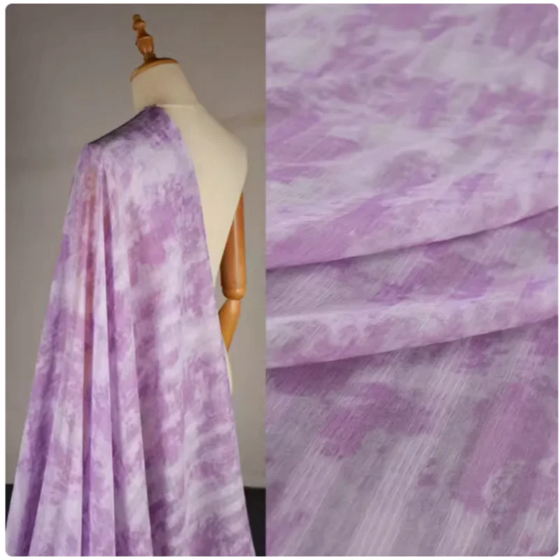 Purple Smudge Print Stripe Jacquard Bubble Plaid Chiffon Fabric, Dress, Shirt, Sunscreen Cloth Sewing Tissue, Transparen, T2217