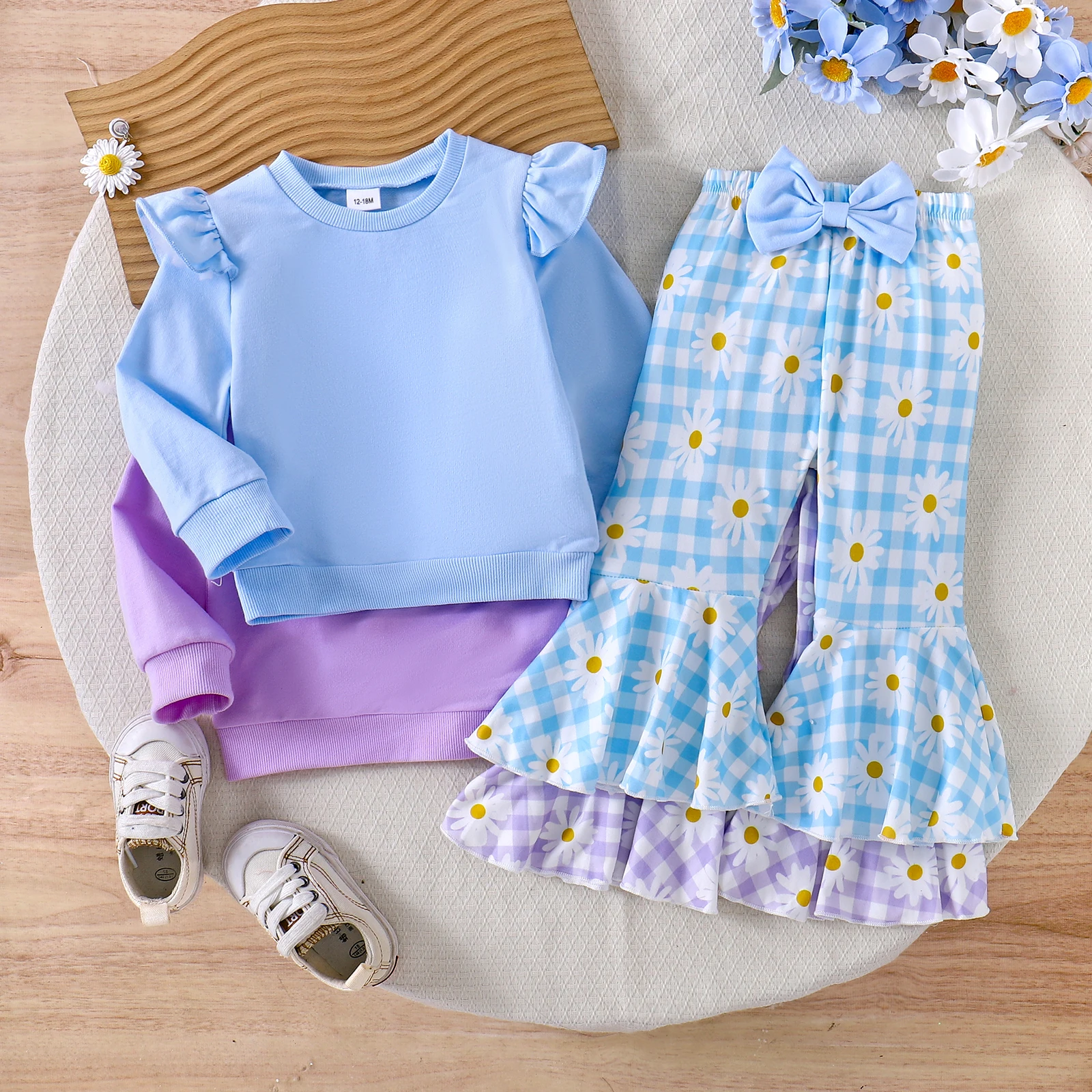Cross-border Autumn and Winter New Girl Sweet and Cute 1-5 Years Old Long-Sleeved Hoodie + Trumpet Trousers