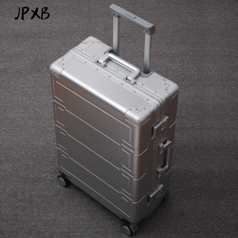 Graded Version Aluminum Magnesium Alloy Travel Suitcases with Wheels Free Shipping Medium Size Luggage Metal  Frame Draw Bar Box