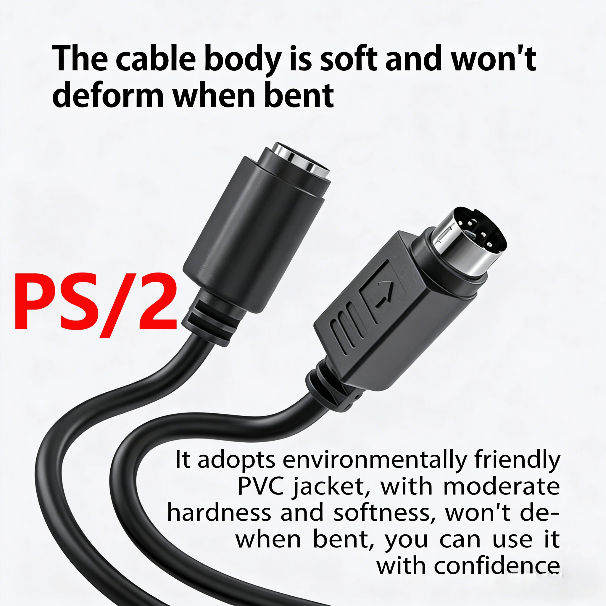 Extension Cable Waterproof  MD6 Round Head 6-Pin PS/2  Copper Male-to-Female Keyboard and Mouse  Pure Extended Wire Connector