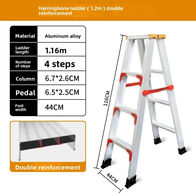 

Thickened Aluminum Alloy Herringbone Ladder Folding Climbing Ladder Indoor Portable Climbing Attic Engineering Ladder