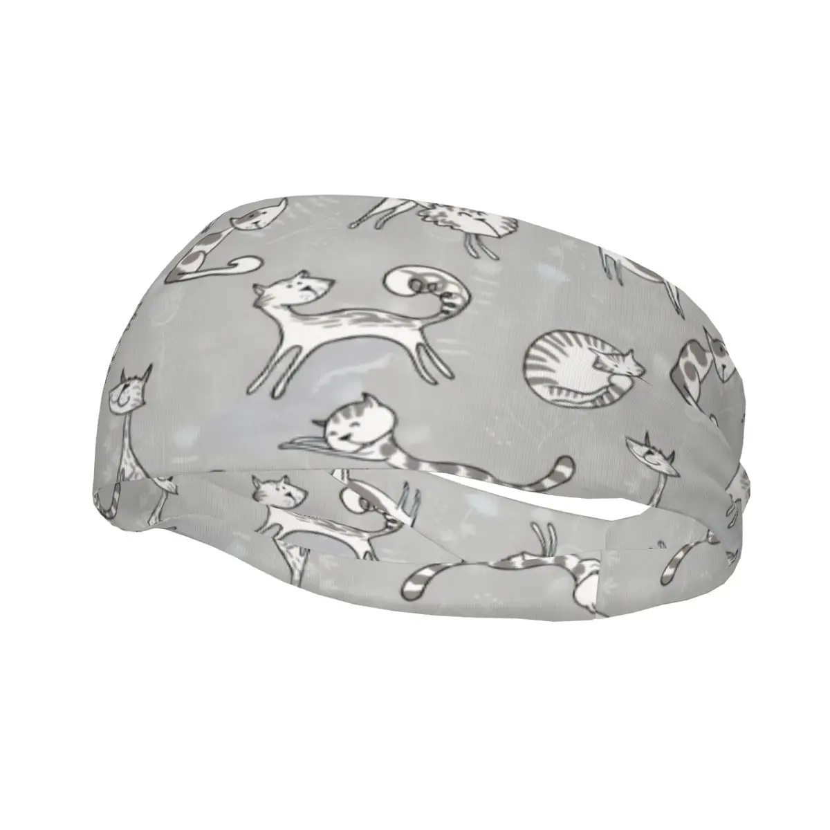 

Cats Posing Over Floral Feline Kitten Kitty Cartoon Print Elastic Hair Band Yoga Headband Makeup Hair Hoop Headwrap