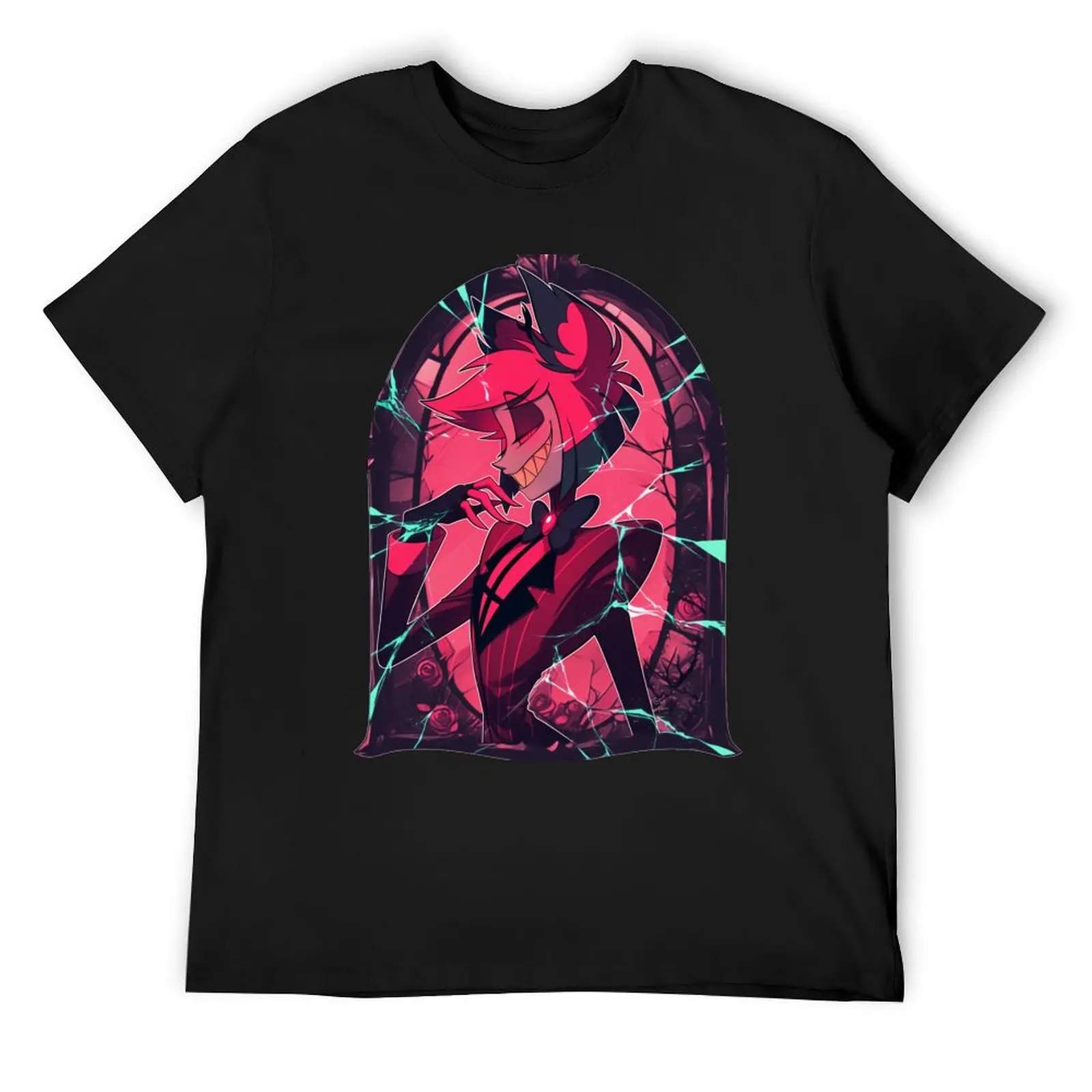 Stained Glass Alastor - Cracked T-Shirt tops aesthetic clothes rapper graphic tees men tshirt