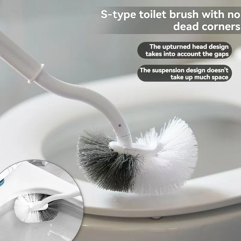 1pc/2pcs Toilet Brush with No Dead Ends, Extended Handle, Splash-Proof, Household Toilet Brush for Cleaning Gaps and Crevices