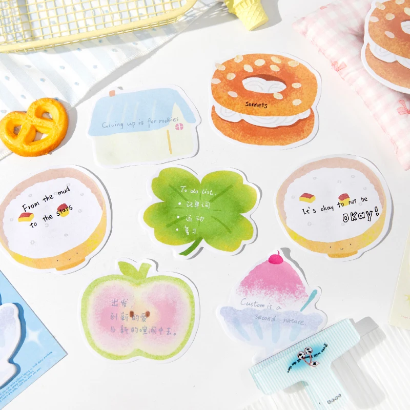30pages Cartoon Cute Sweet Dessert Memo Notes Ins Style Sticky Notes Paper Message Memorization N Times Post Memo Pad