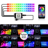 LED Car Interior Ambient Foot Light with USB Wireless Remote Music App Control Auto RGB Atmosphere Decorative Lamps