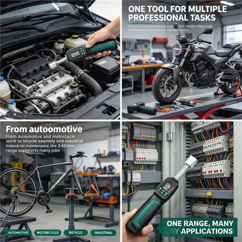 NEW!A47U Adjustable Digital Torque Wrench 3-60N.M With LED Memory Preset Modes