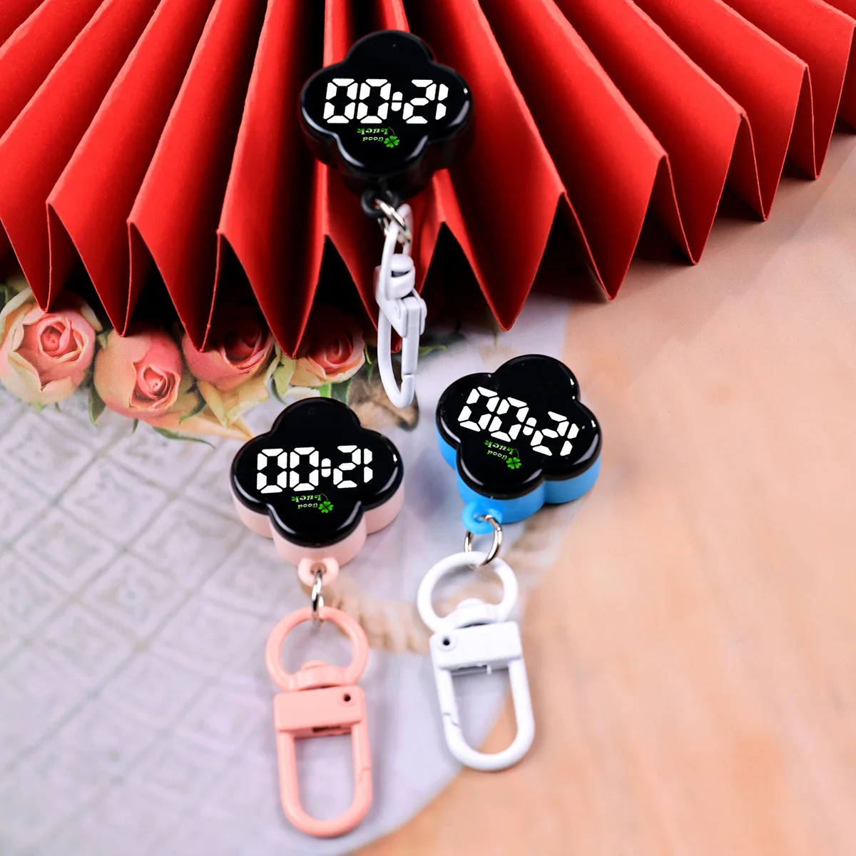 LED Digital Electronic Watch Keychain Touch Digital Watch Night Light Multifunctional Hanging Watch Pocket Watches for Student