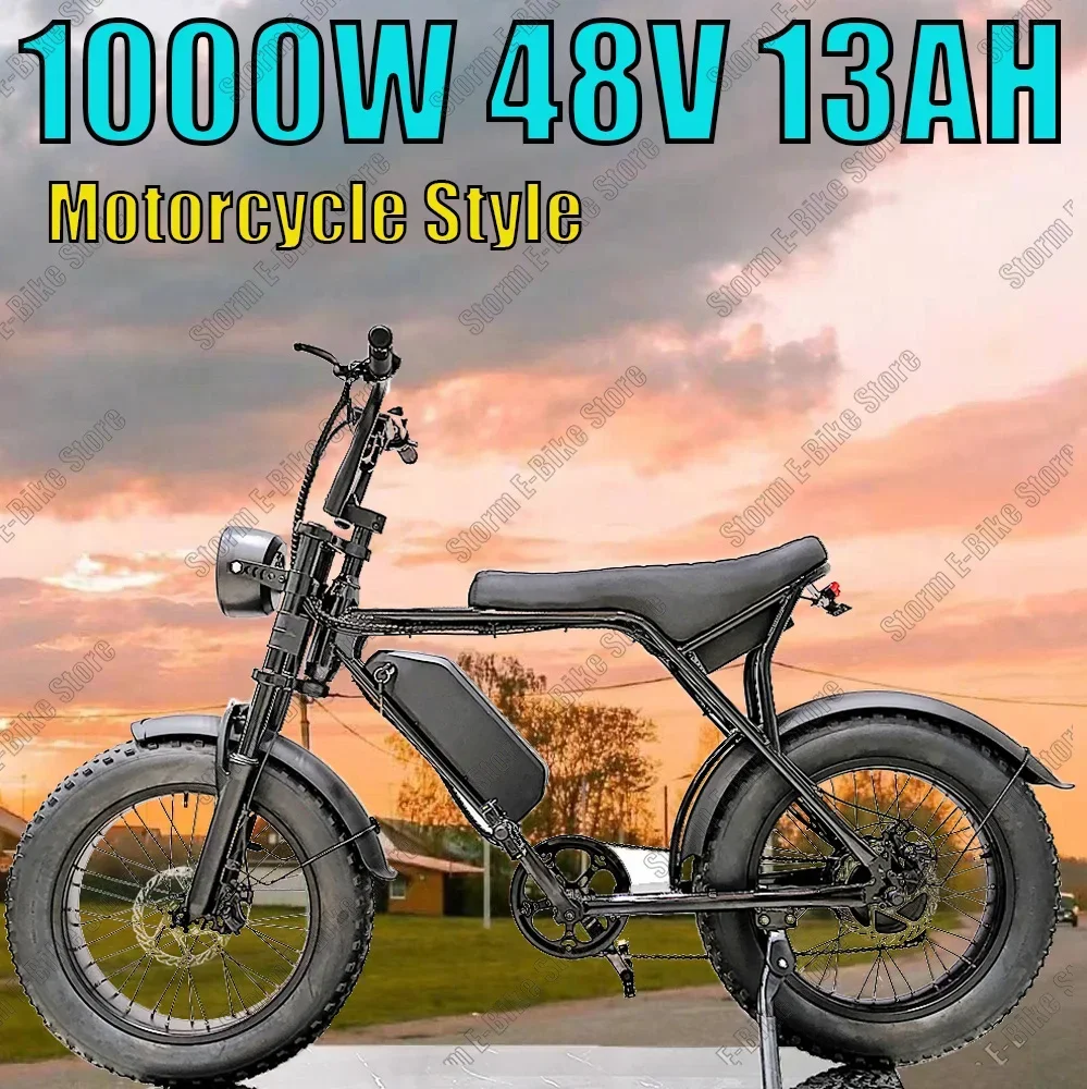 New All-terrain Electric Bicycle 1000W powerful motor 48V13AH lithium battery 20*4.0 fat tire mountain off-road Electric Bike