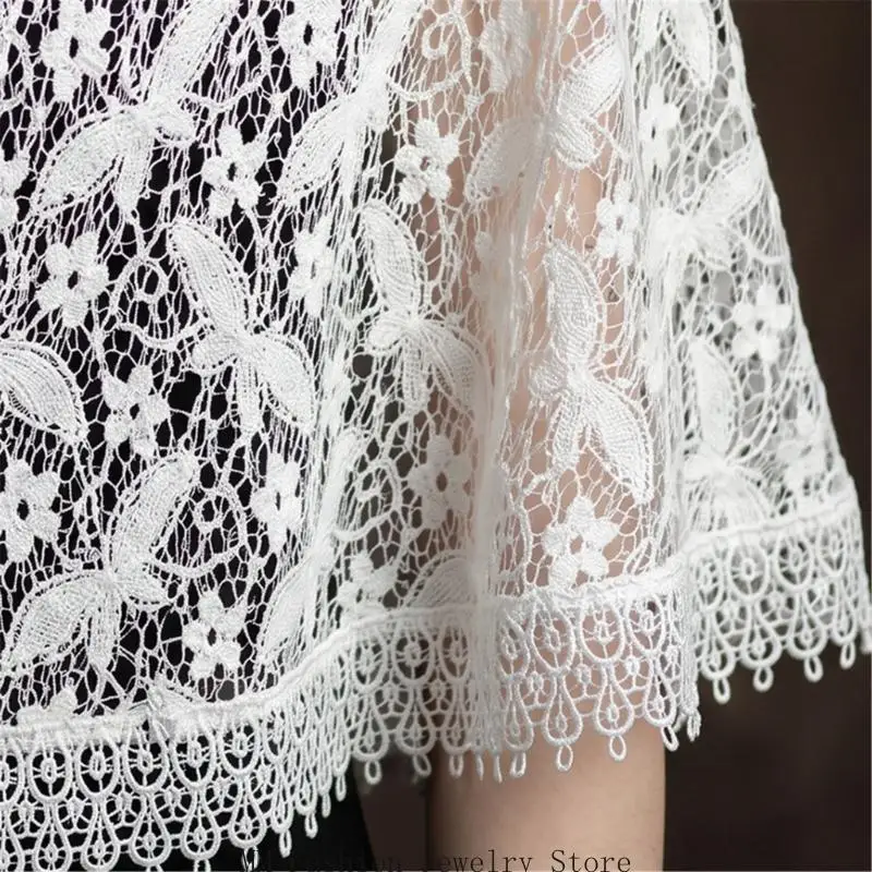 One-Size Lace Shoulder Shawl with Slight Stretch, Sleeveless Layer for Formal Dresses and Wedding Celebrations D0UB