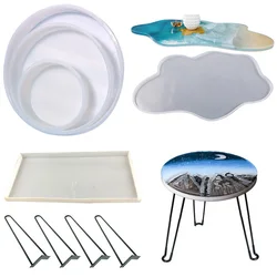 Moule de table en silicone rond et rectangle avec pieds de table, forme de résine de forme exécutive irrégulière, décor de bijoux de maison bricolage