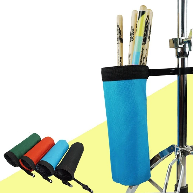 Large Capacity Drum Stick Holder Wear Resistant Drumstick Storage Bag with Clamp Smooth Drumstick Cylindrical