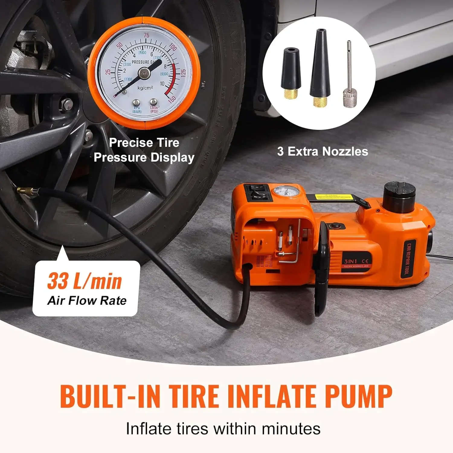 Electric Car Jack, 5 Ton/11023 LBS Hydraulic Jack Lift , and LED Light for SUV MPV Sedan Truck Change Tires Garage Repair image 5