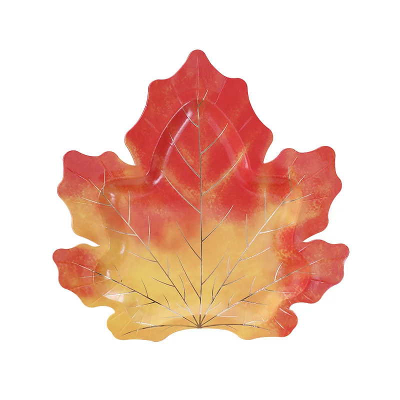 

Maple Leaf Stamping Disposable Paper Plate Dinner Plate Thanksgiving Tableware Harvest Festival Party Decoration Supplies