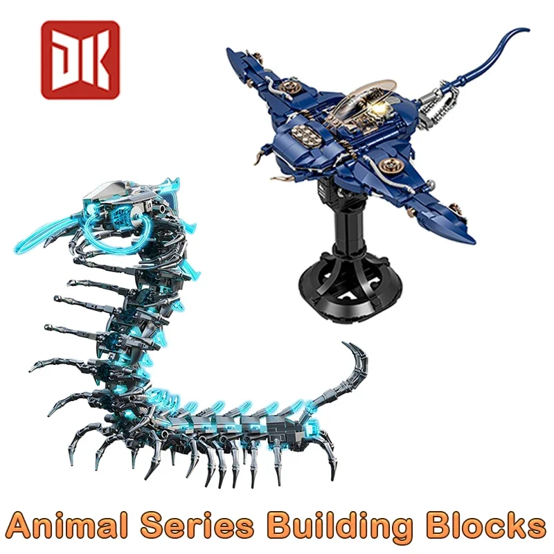 

Mechanical Series Building Blocks Animals with Light Model Set Assemble Cartoon Small Particle Bricks decoration Child Cool Gift