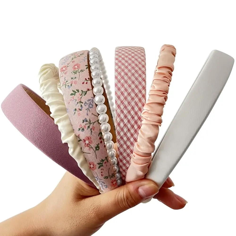 

Free Shipping 7Pcs Fashion Headband Set with Different Designs: Non-Slip Padded Headbands, Cute Pearl and Vintage Wide Styles fo