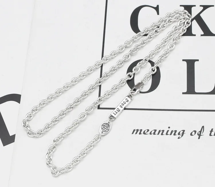 Fashionable S925 pure silver cherry blossom necklace without pendant, Japanese and Korean personalized handsome silver chain