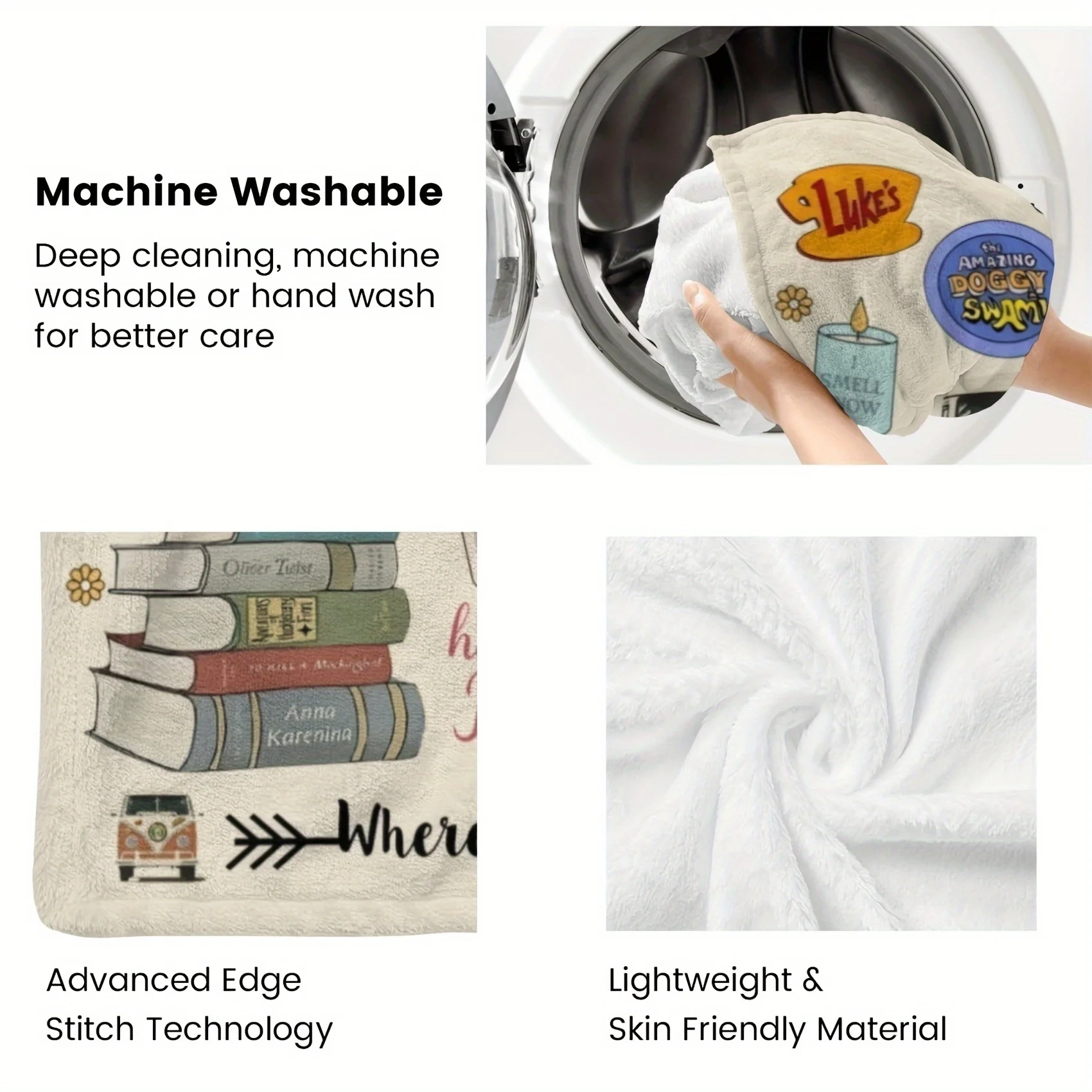 قطعة واحدة من بطانية الفانيلا تحت عنوان البرنامج التلفزيوني - فائقة النعومة مع اقتباسات Luke's Diner، Stars Hollow و"Where You Lead"،