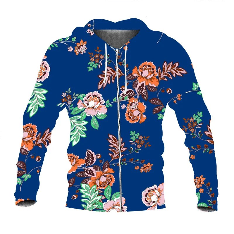 

2024 New 3D Northeast China Flower Printing Zip Up Hoodies For Men Happy Chinese Dragon Year Fashion Cool Zip Up Hoodie Clothing