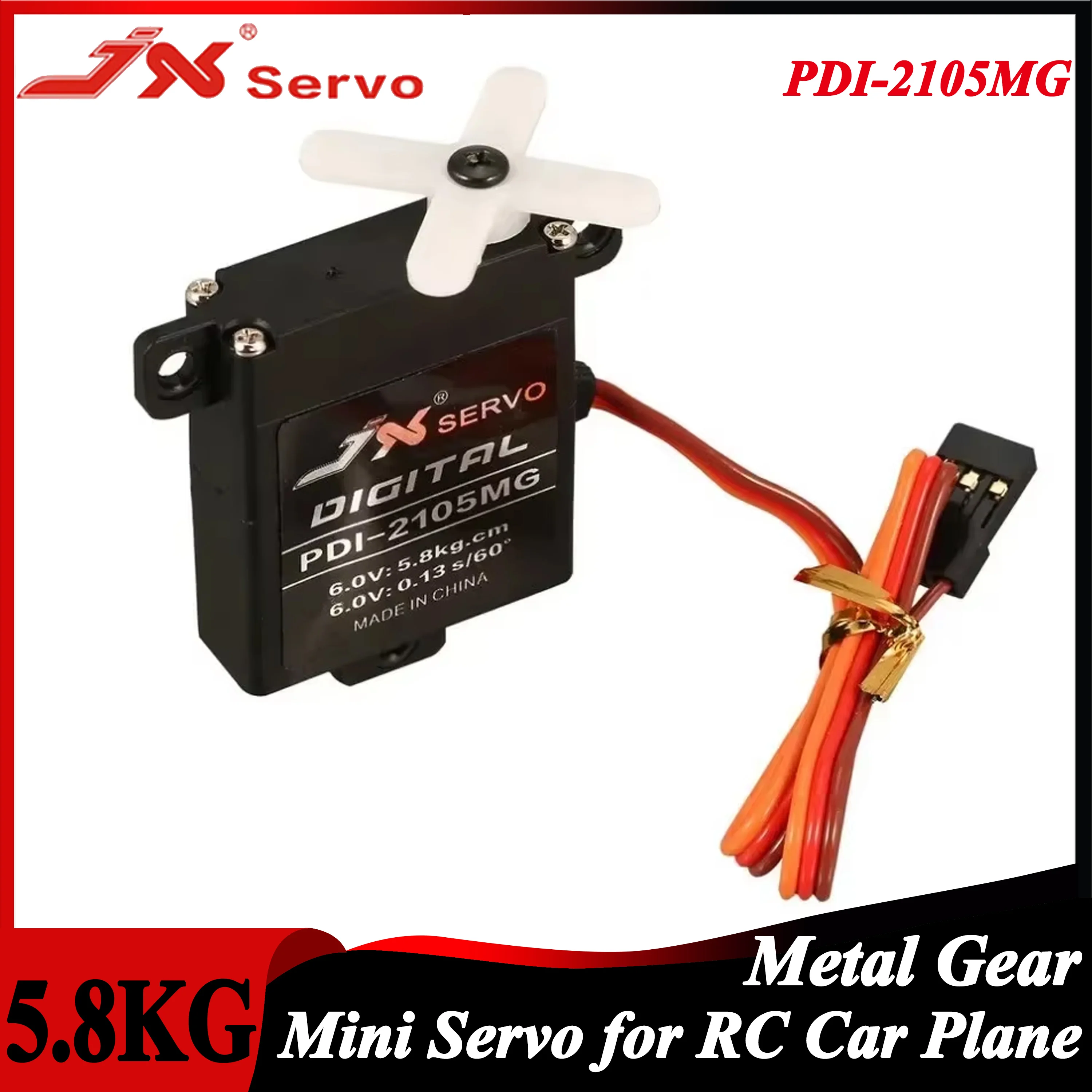 

JX PDI-2105MG 5.8KG 21g Metal Gear Core Motor High Torque Mini Servo for RC Fixed-wing Plane Helicopter Aircraft Model Part