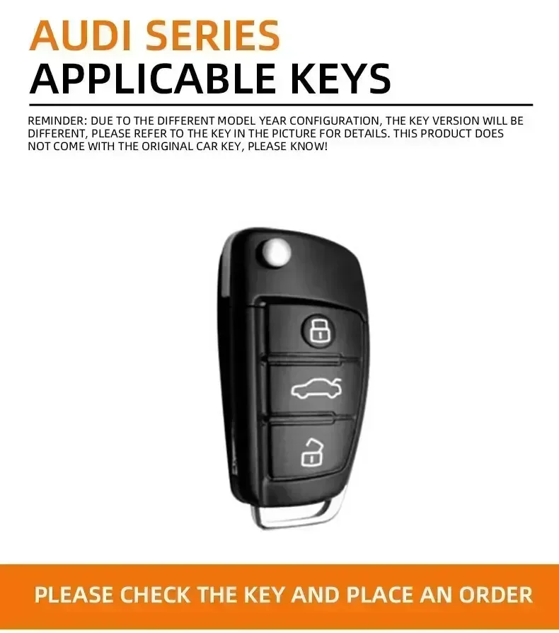 Fashion Car Remote Key Case Cover Shell Fob For Audi C5 C6 R8 A1 A3 A4 A5 A6 A7 Q3 Q5 Q7 S6 B6 B7 B8 8P 8V 8L TT RS RS3 S3 Sline