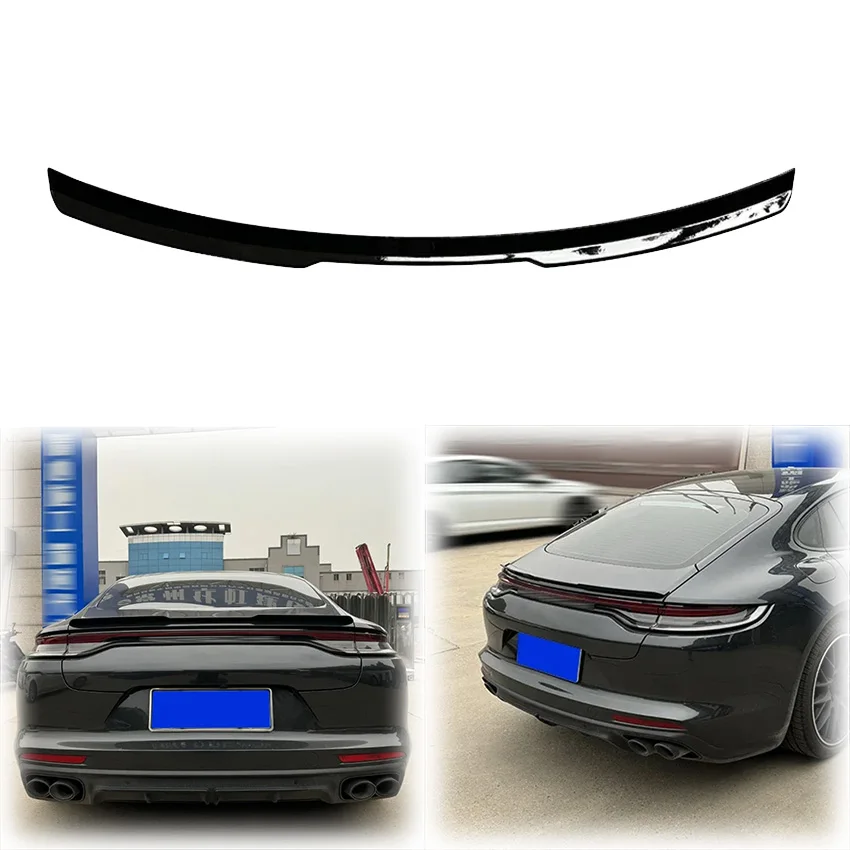 

2016 To Up For Porsche Panamera 971Rear Wing Spoiler Lip High Quality ABS Spoiler Glossy Black Carbon Fiber Look Body Kit