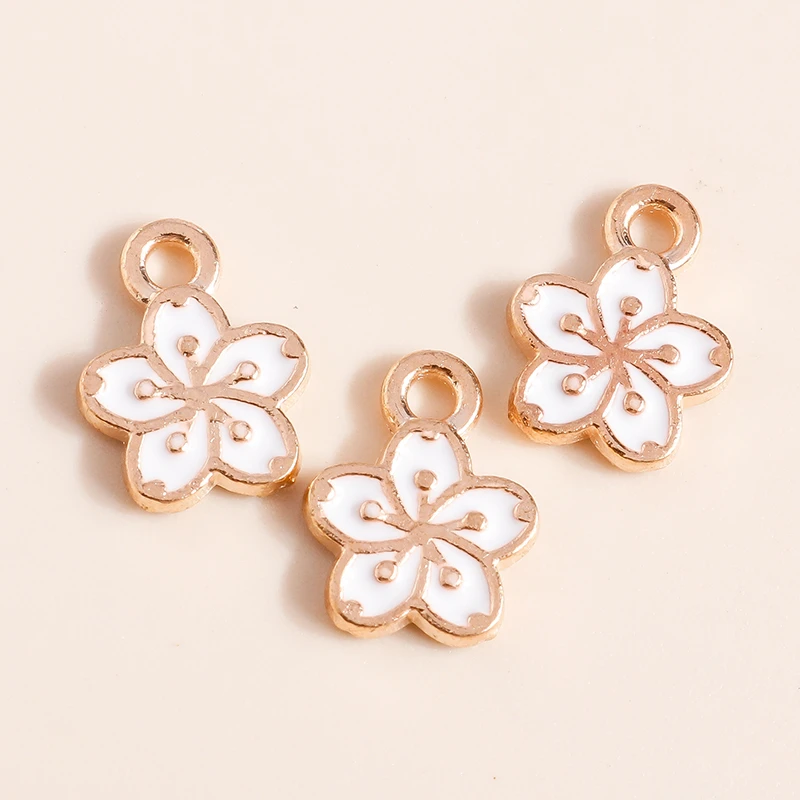 20 Stück gemischte niedliche weiße Emaille-Blumenanhänger für die Schmuckherstellung, DIY-Ohrringe, Halsketten, Armbänder, Zubehör – Detail 11