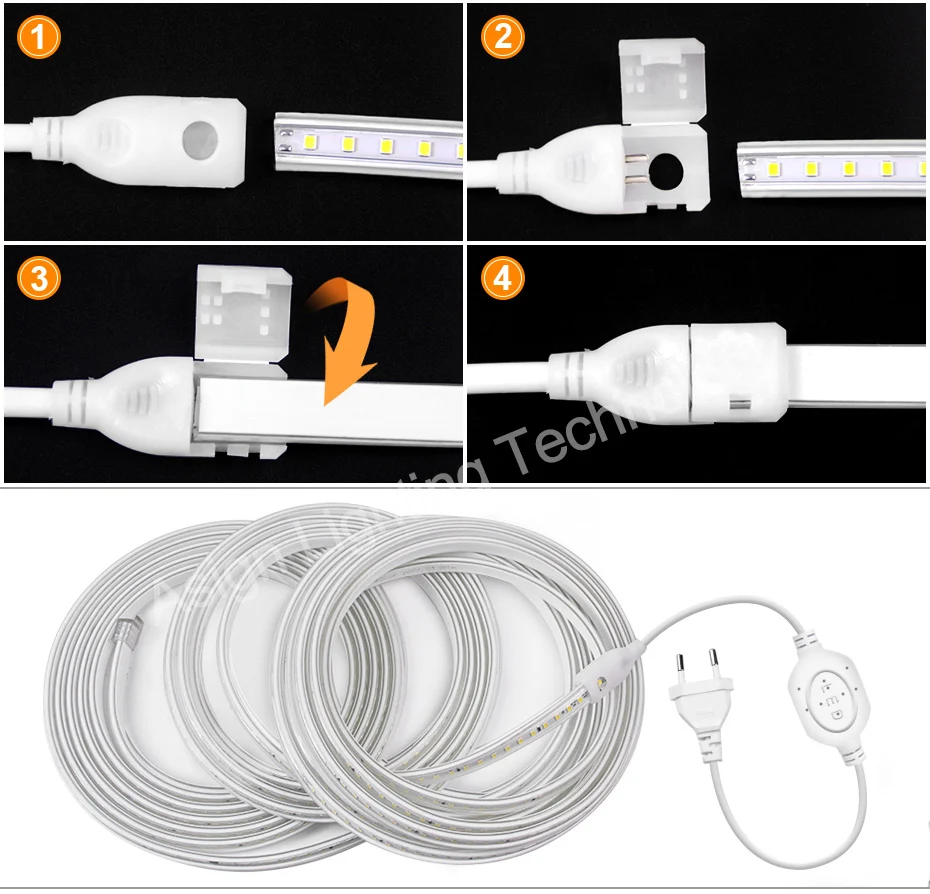 220V LED Strip Light 2835 120LEDs/m Dimmable Flexible Outdoor Waterproof LED Tape Smart Life APP Bluetooth Alexa Voice Control