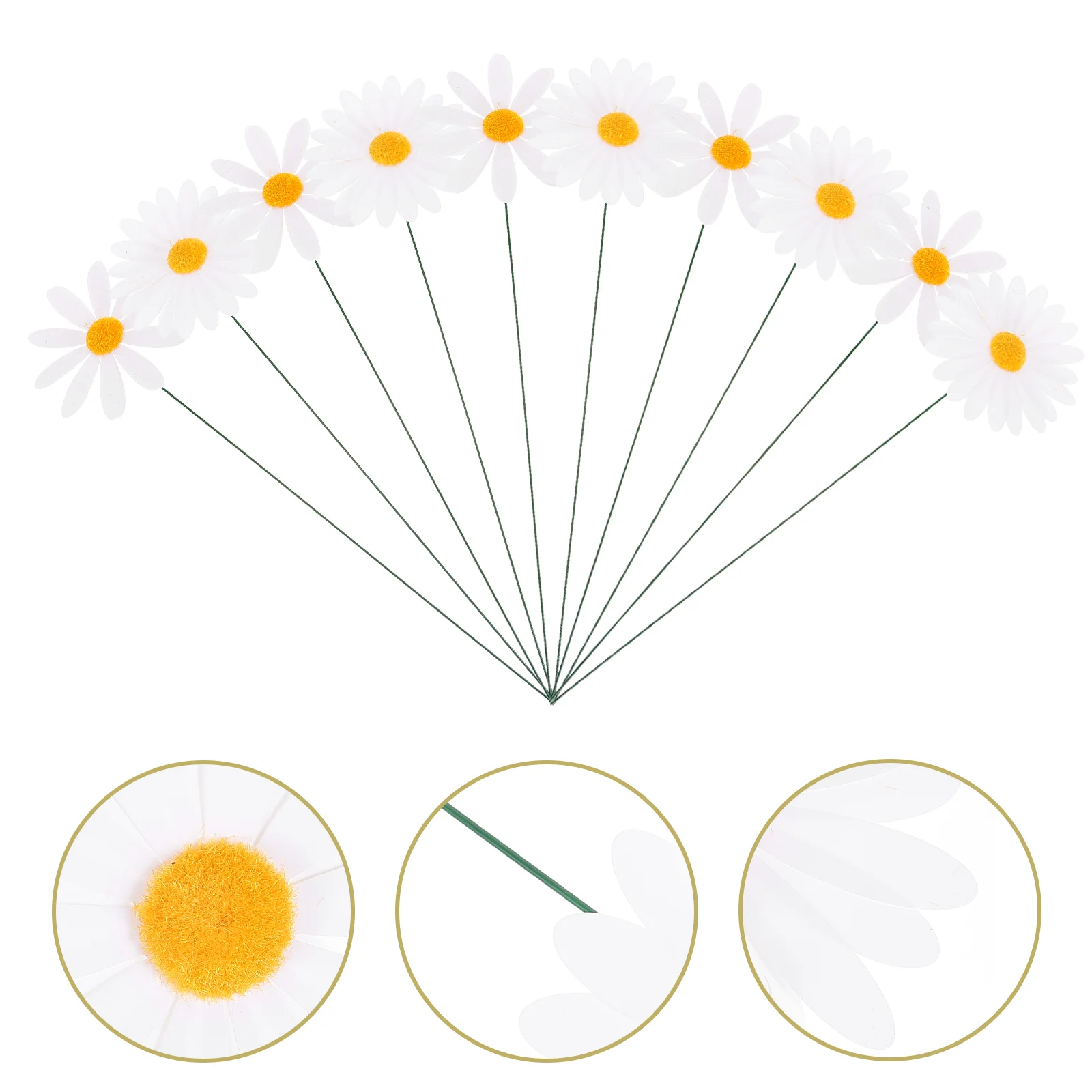 

Flower Plant Stakes Garden Courtyard Decorations Pvc Simulated Daisy Stem 10pcs Mini 3d