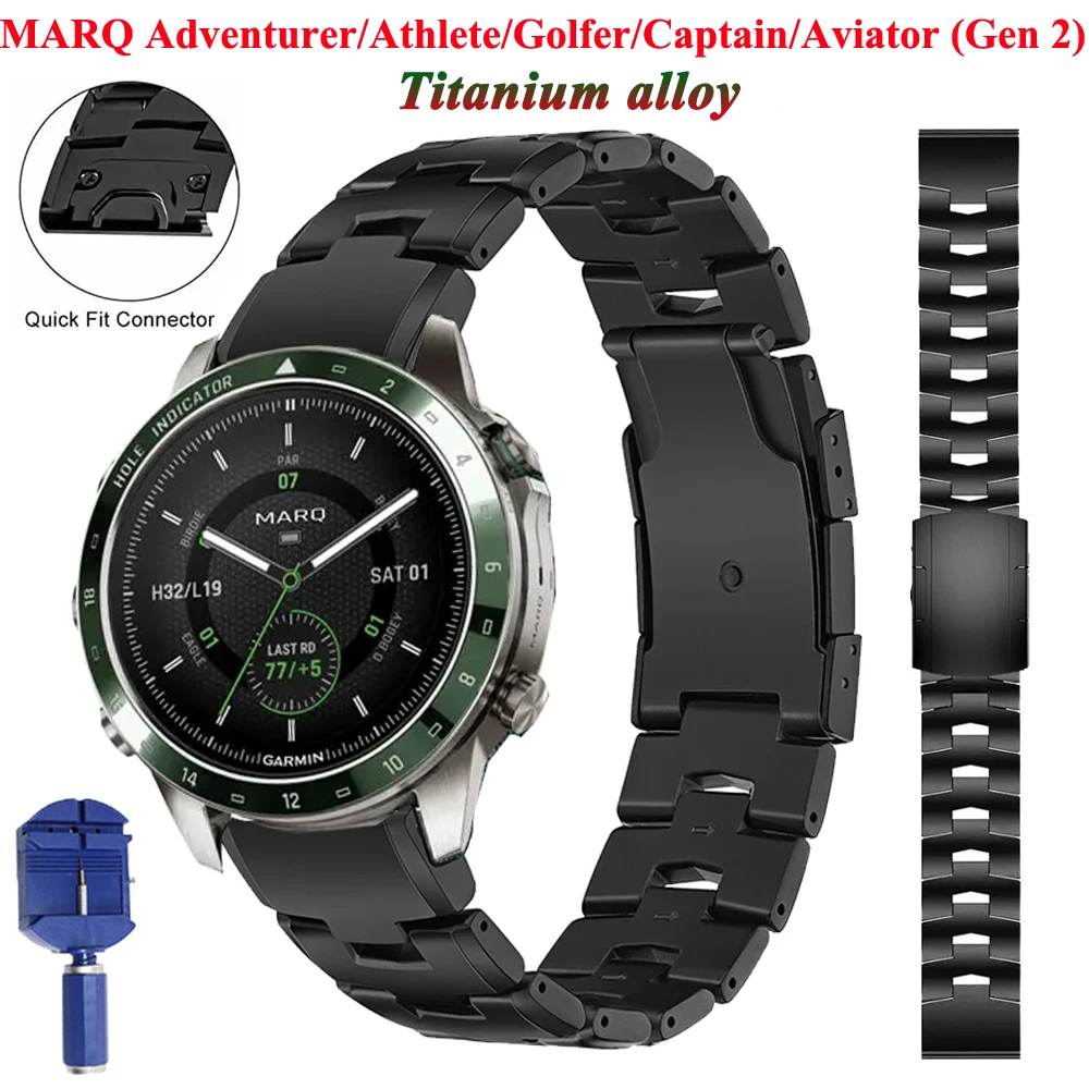 

Браслет EasyFit из титанового сплава для Garmin MARQ Athlete Golfer Captain Aviator Epix Gen 2, 22, 26 мм, металлический браслет