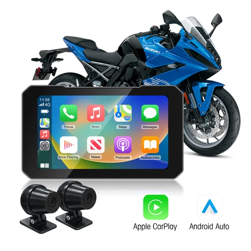 Imagen 1 del producto Pantalla Táctil de 5 Pulgadas para Motocicleta Ezonetronics con CarPlay, Compatible con Grabación de Doble Cámara, con CarPlay Inalámbrico y Android Auto IP67