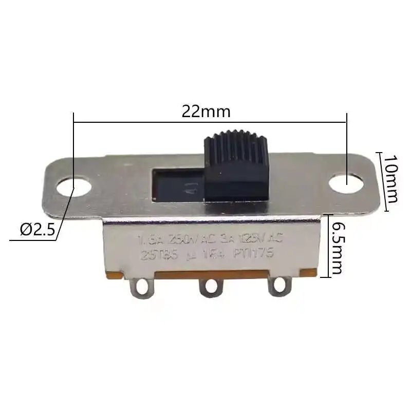 Gran oferta, terminales de palanca de 6 pines, interruptor deslizante de Metal ON-ON de ángulo recto para secador de pelo