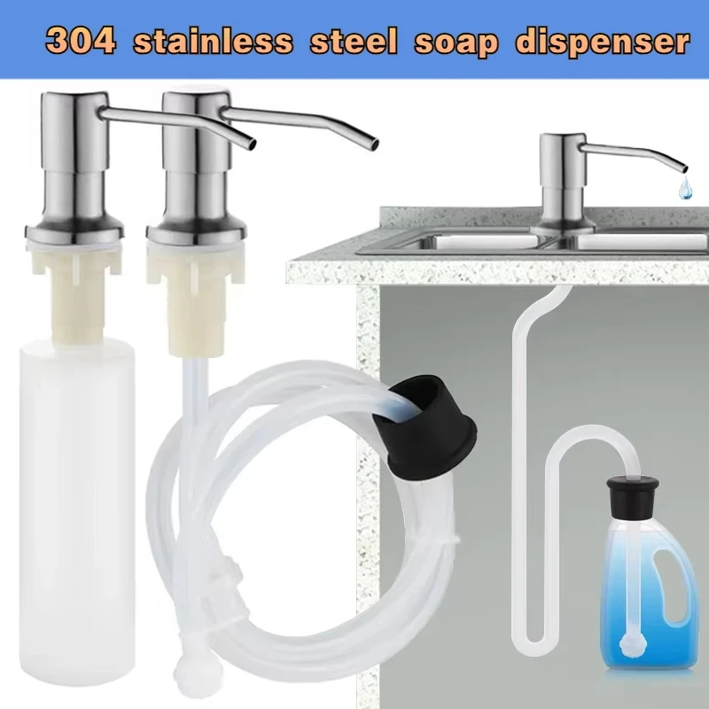 

Stainless Steel Kitchen Soap Dispensers Sink Liquid Pump Extension Tube Kitchen Sink Hand Pressure bathroom Dispenser For Liquid