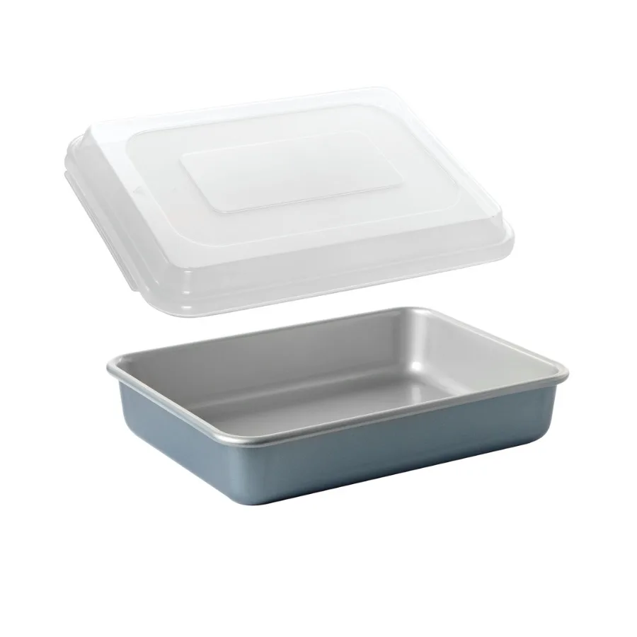 

2pc Nonstick Aluminum Brilliant Bakeware 9 x 13 with Lid Silver and Blue