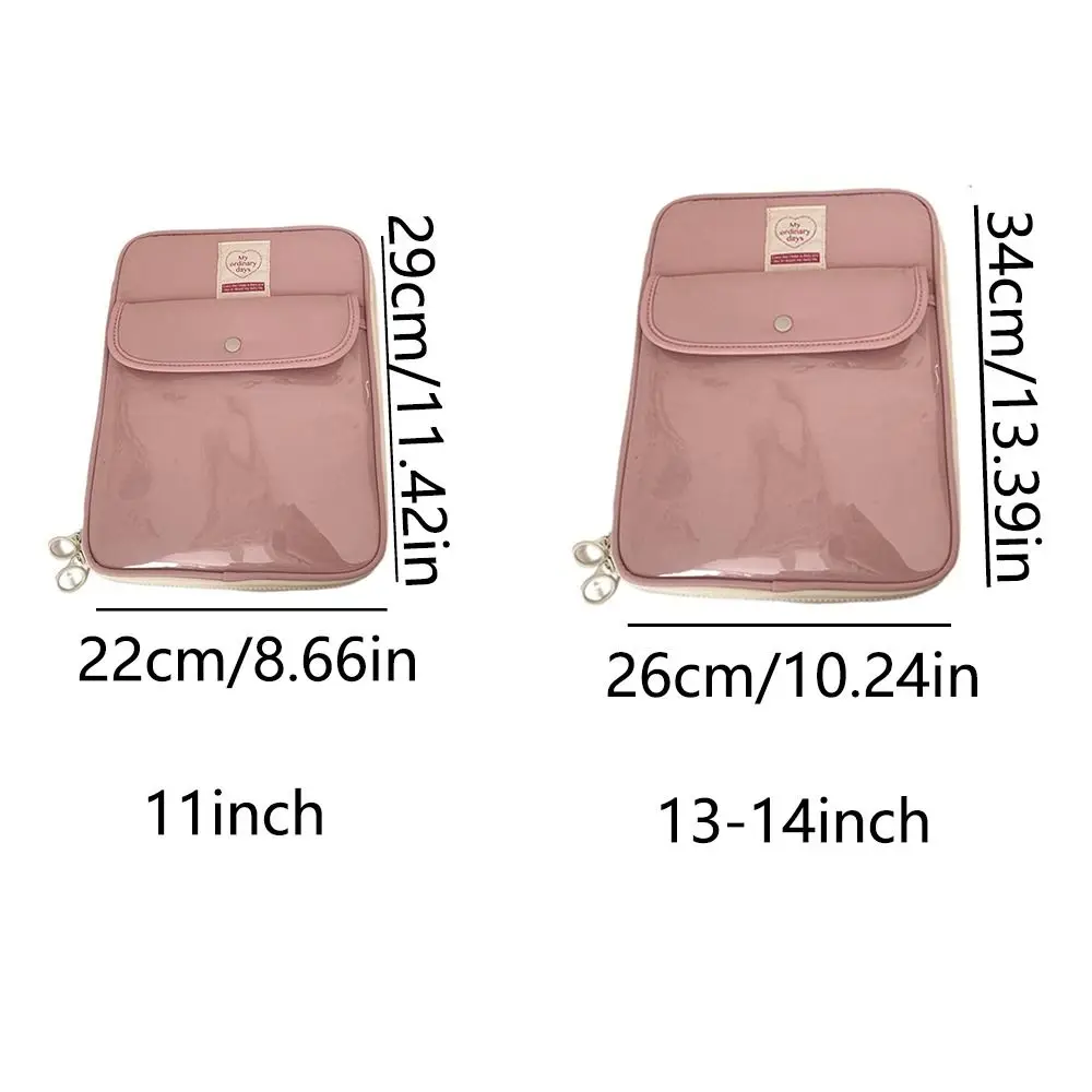 Cute 11 13 14 Inch Tablet Sleeve Bag Candy Color Portable Notebook Pouch Transparent Window Lightweight Tablet Cover Outdoor