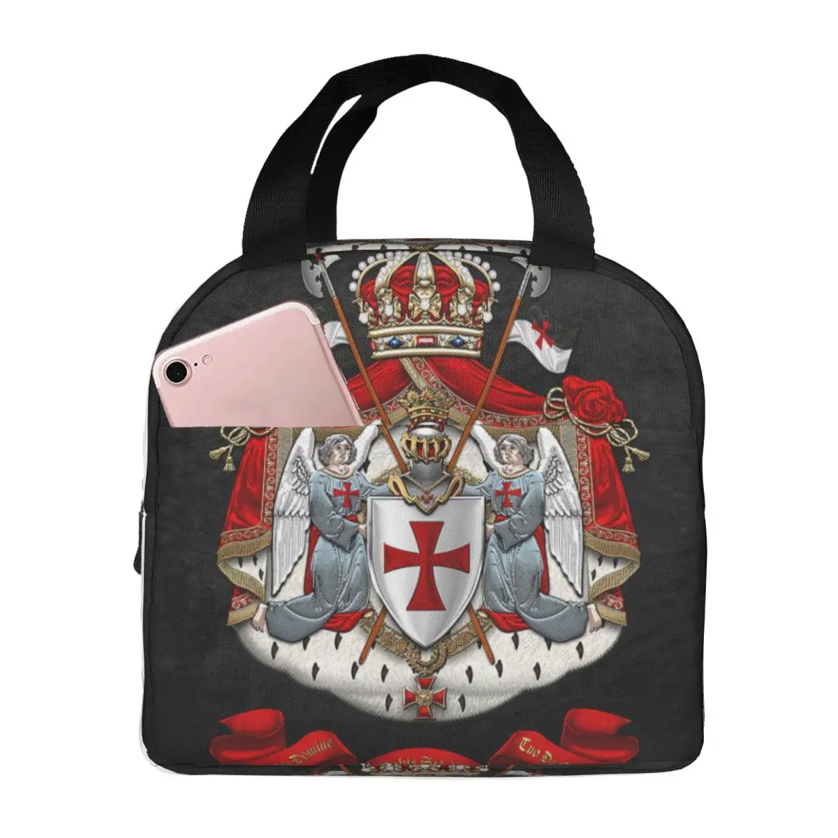 Knights Templar Insulated Lunch Bags for Camping Travel Coat Of Arms Leakproof Cooler Thermal Bento Box