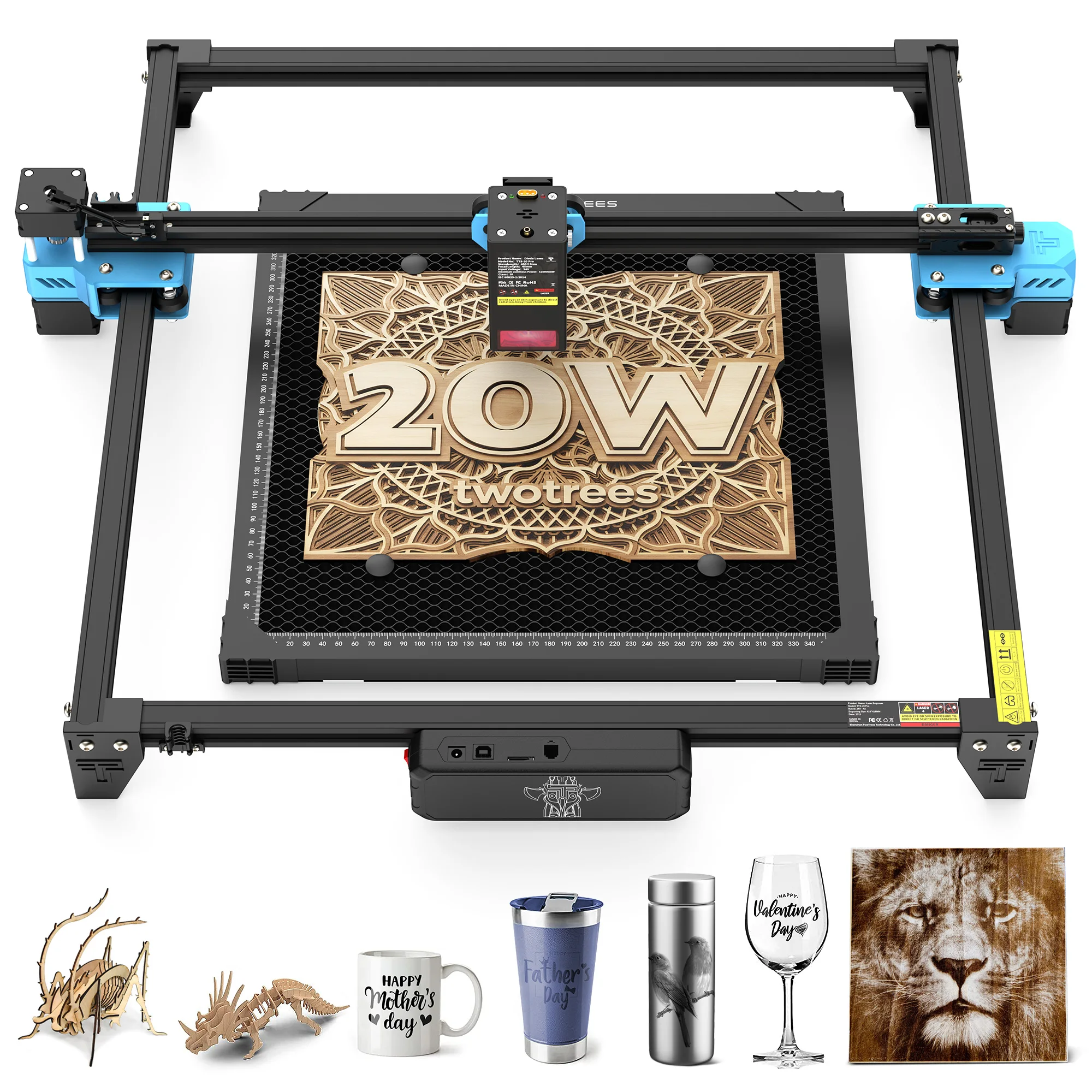 Twotrees TTS-20 Pro Stainless Steel Laser Engraving Machine WiFi Offline Control Laser Engraving and Cutting Machine CNC Machine