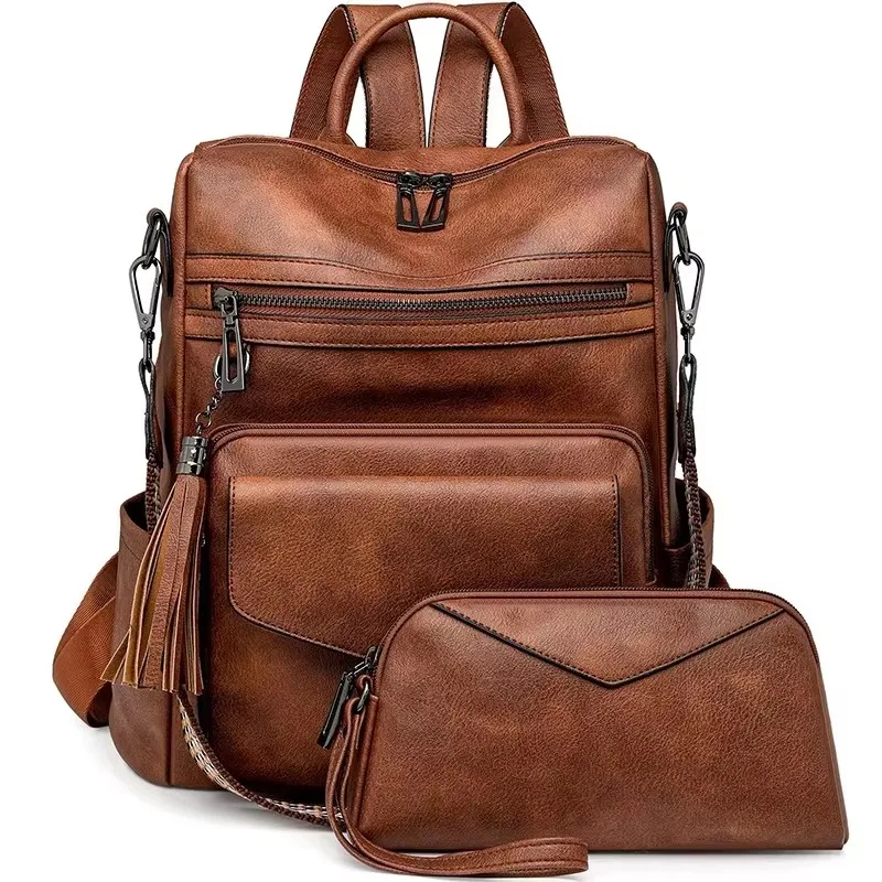 Mochila antirrobo a la moda para mujer, bolso de hombro femenino de viaje informal, mochila de cuero suave de alta calidad, bolso escolar de gran capacidad