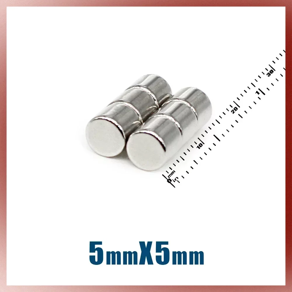 50/100/200/500PCS 5x5mm Mini Disc Super Strong Search Magnet Small Round Neodymium Magnets N35 Fridge Magnetic Sheet 5*5mm