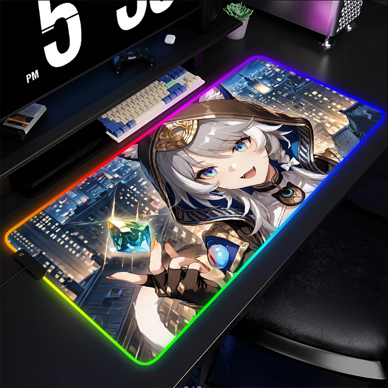 

RGB Mouse Pad Gamer Keyboard Pad Honkai Star Rail Cipher Desk Mouse Mat LED Carpet Rubber Tapis Souris Gaming Notbook Mousepad