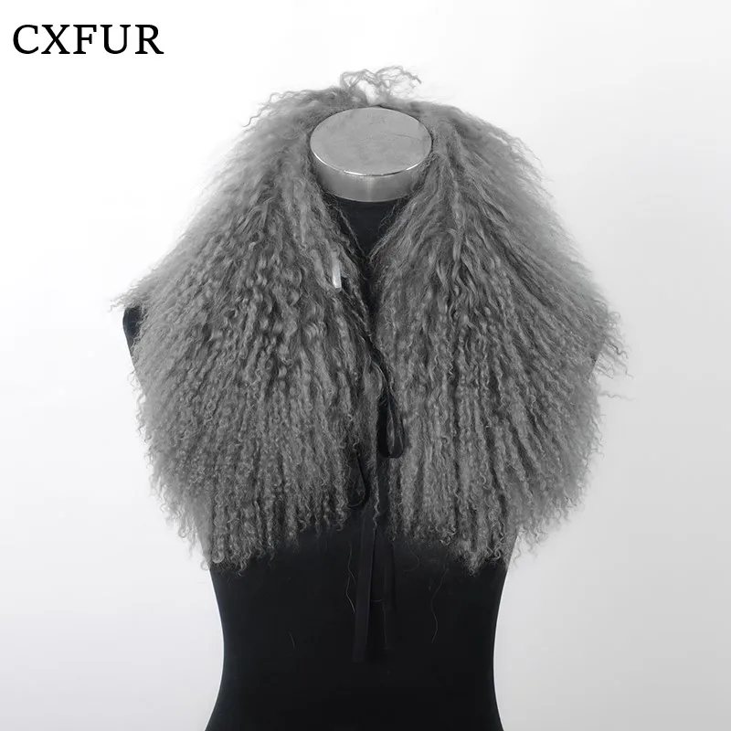 Ladies Outfit Real Mongolian Lamb Fur Collar Scarf CX-A-16