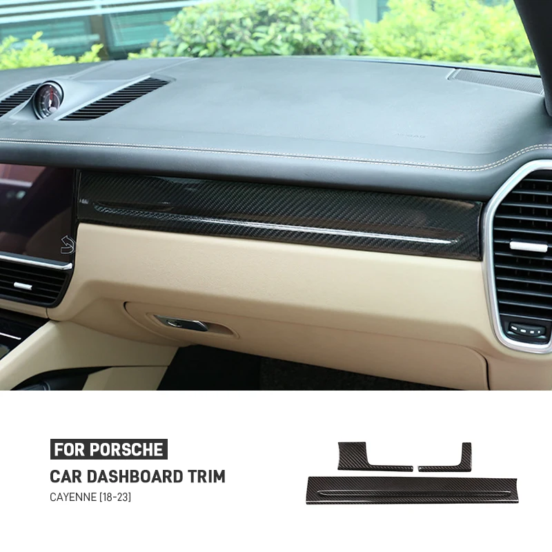 

Real Carbon Fiber Car Central Control Dashboard Decoration Strip Trim Cover Stickers Interior Accessories For Cayenne 2018-2023