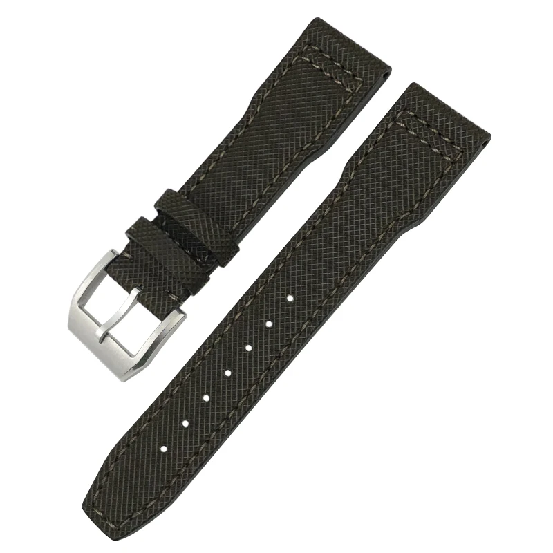 Nylon Cowhide Watch Strap 20mm 21mm Genuine Leather Embossing Green Blue Watchband Replace for IWC Pilot Series Accessories