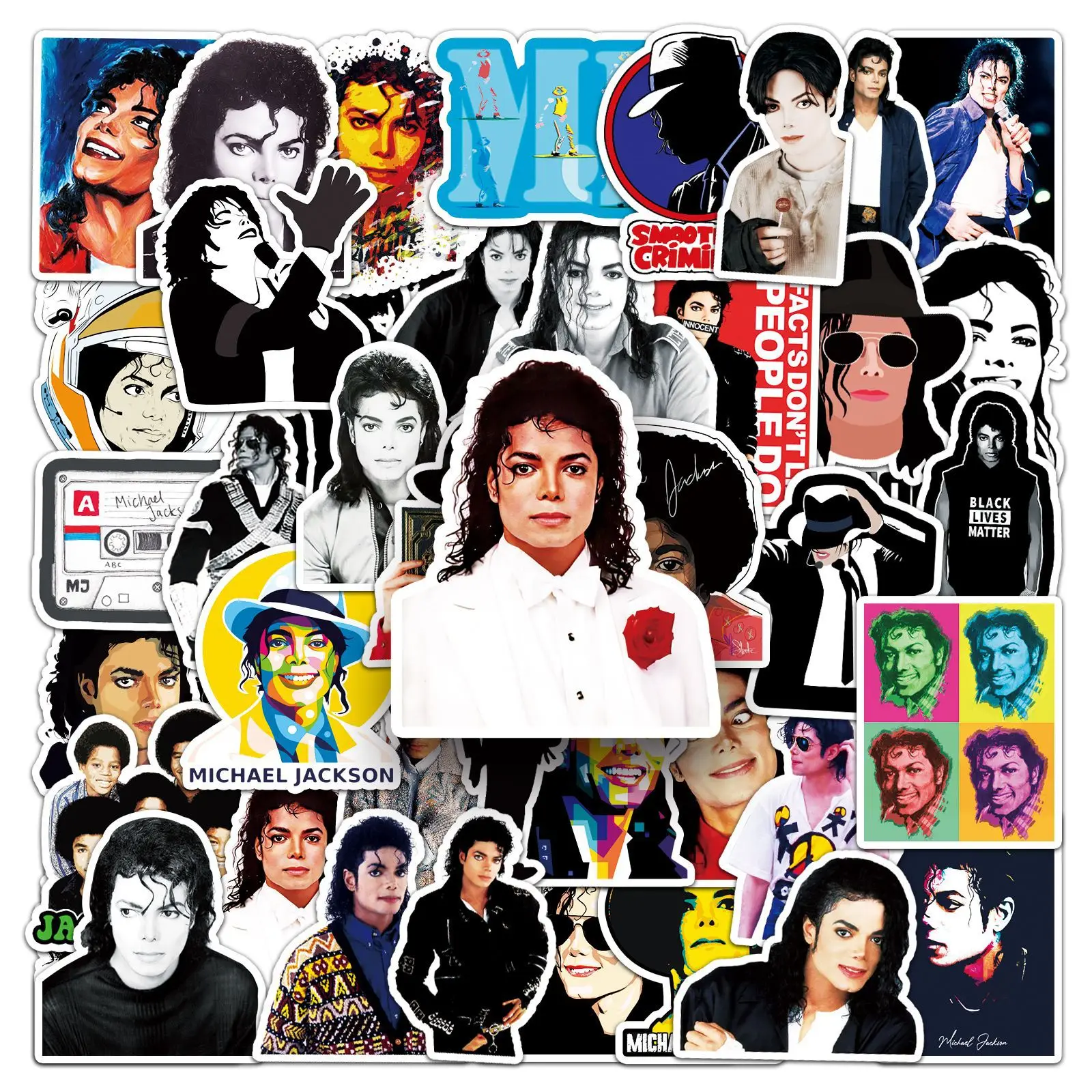 50Pcs Michael Jackson Graffiti Stickers Water Bottle Laptop Phone Bicycle Luggage Case Skateboard Children Adult Sticker