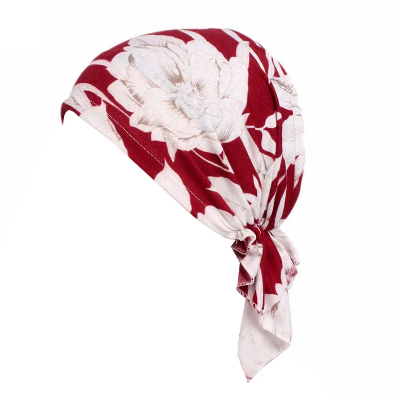 Frauen Gedruckt Muslimischen Turban Pre-krawatte Stil Krebs Chemo Hut Beanie Schal Turban Kopf Wrap Cap Kopfbedeckung Dame Haar zubehör – Detail 10